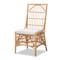 Baxton Studio Rose Modern Bohemian White Fabric Upholstered and Natural Brown Rattan Dining Chair 203-12589 - alternate 5